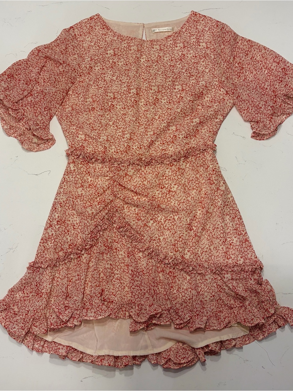 Women’s Floral Red Ruffle Mini Dress